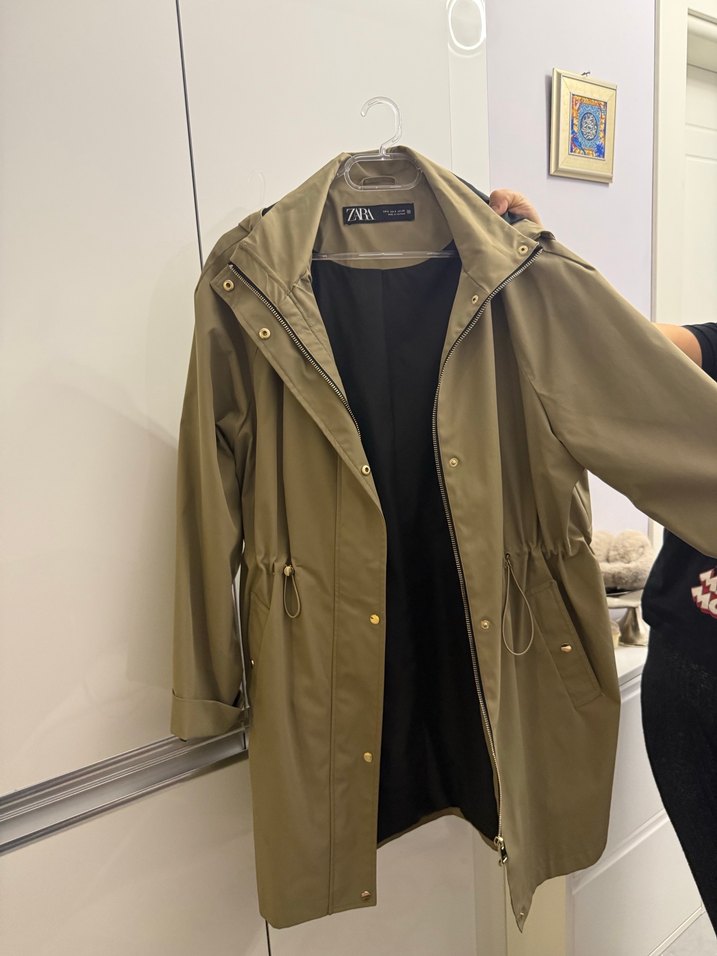 Kadın Haki Midi Boy Düğmeli Ceket zara - Görsel 3