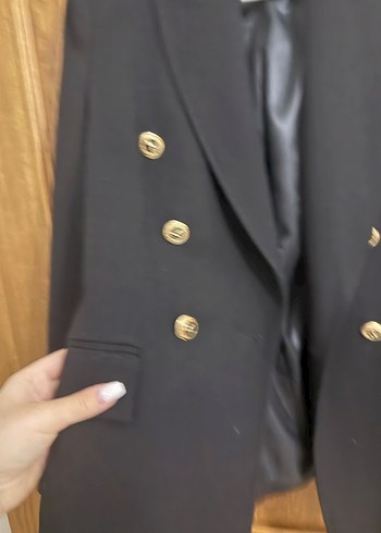 Siyah Düğmeli Kadın Blazer Ceket - Görsel 3