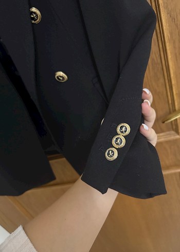 Siyah Düğmeli Kadın Blazer Ceket - Görsel 5