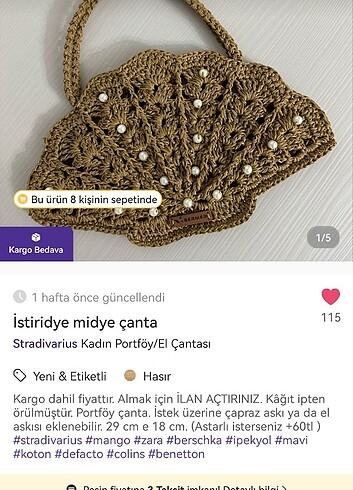 İstiridye midye çanta