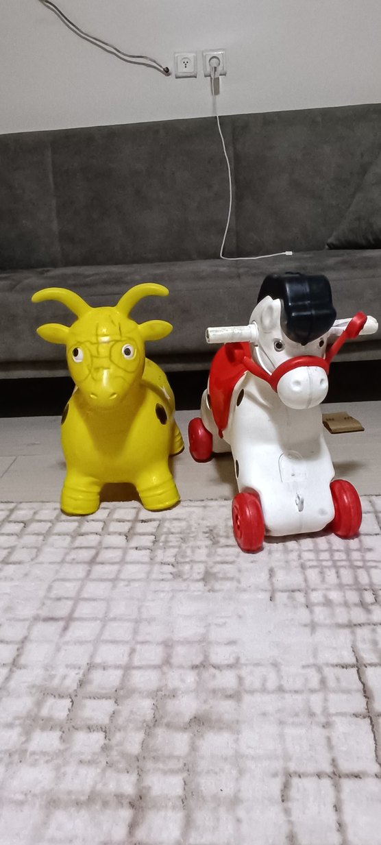 Renkli Mavi Çocuk Üç Tekerlekli Bisiklet, tekerlekli at ve inek - Görsel 2