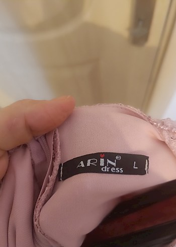 Dantel Detaylı Uzun Kollu Pembe Abiye Elbise - Görsel 3