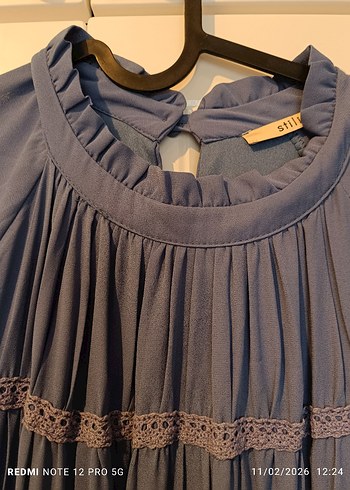 Hiç bir sorunu yok sayılı giyildi astarlı şifon uzun elbise - Görsel 3