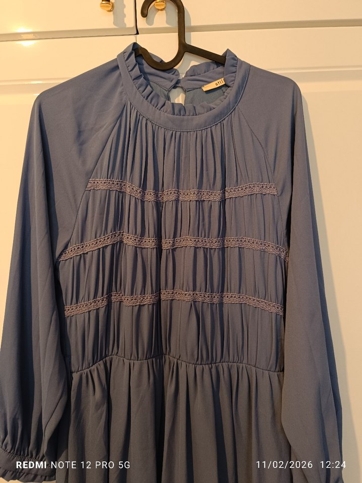 Hiç bir sorunu yok sayılı giyildi astarlı şifon uzun elbise - Görsel 2