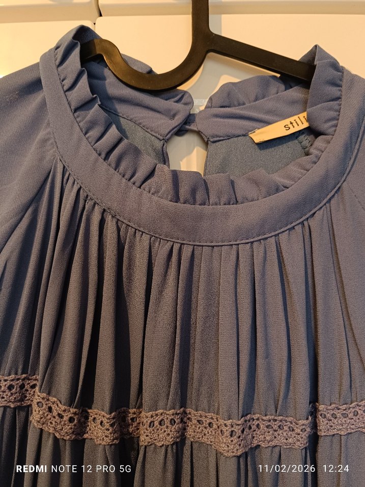 Hiç bir sorunu yok sayılı giyildi astarlı şifon uzun elbise - Görsel 3