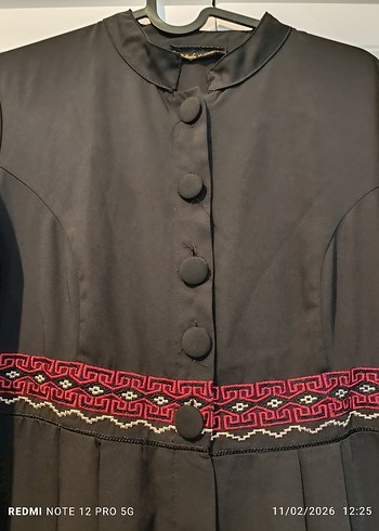 Kahverengi Nakışlı Uzun Kadın ferace - Görsel 2