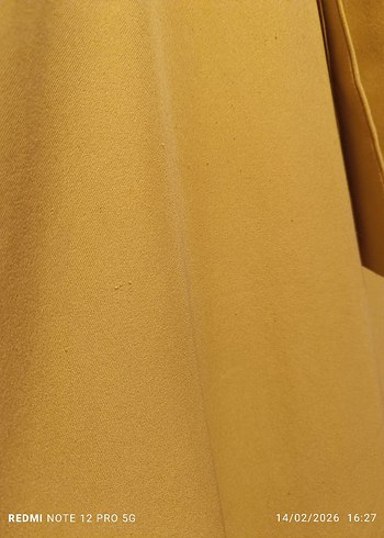 Bej Uzun Keten Elbise Yüksek Yakalı - Görsel 4