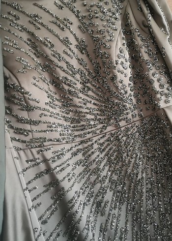 yeşil Drapeli Uzun Abiye Elbise - Görsel 2