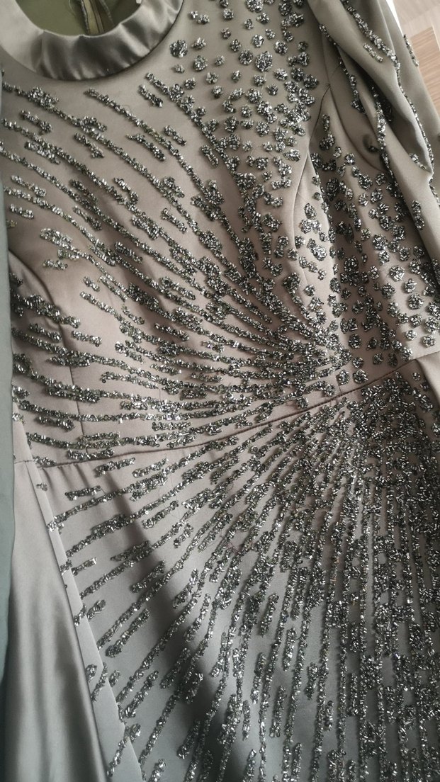 yeşil Drapeli Uzun Abiye Elbise - Görsel 2