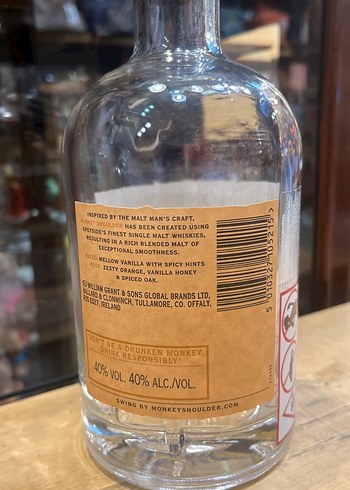 Monkey shoulder boş dekoratif şişe - Görsel 2