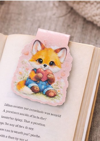 Pastel Renkli Sevimli Tilki Baskılı mıknatıslı Kitap Ayracı - Görsel 4