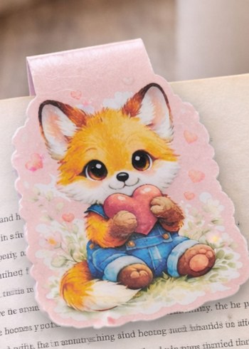 Pastel Renkli Sevimli Tilki Baskılı mıknatıslı Kitap Ayracı - Görsel 3