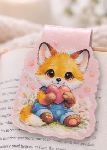 Pastel Renkli Sevimli Tilki Baskılı mıknatıslı Kitap Ayracı - Görsel 2