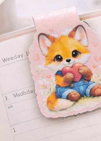 Pastel Renkli Sevimli Tilki Baskılı mıknatıslı Kitap Ayracı - Görsel 5