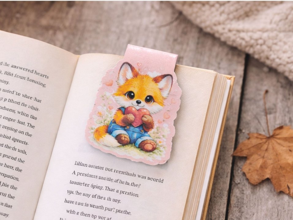 Pastel Renkli Sevimli Tilki Baskılı mıknatıslı Kitap Ayracı - Görsel 4