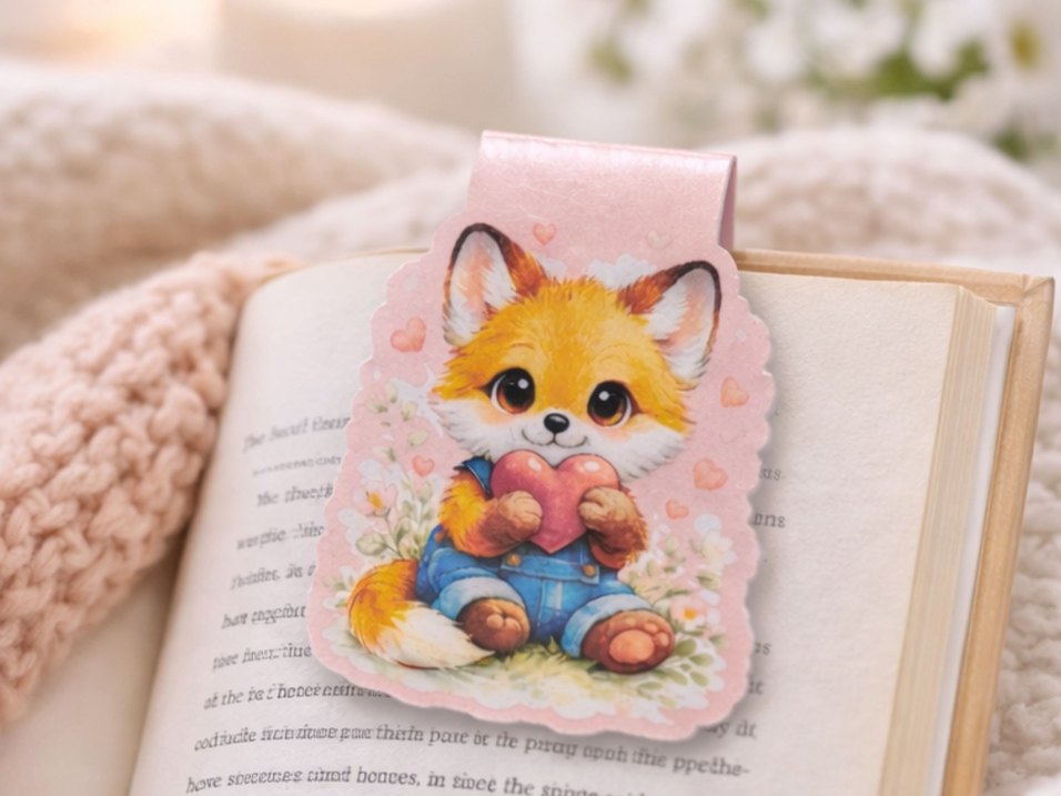 Pastel Renkli Sevimli Tilki Baskılı mıknatıslı Kitap Ayracı - Görsel 2