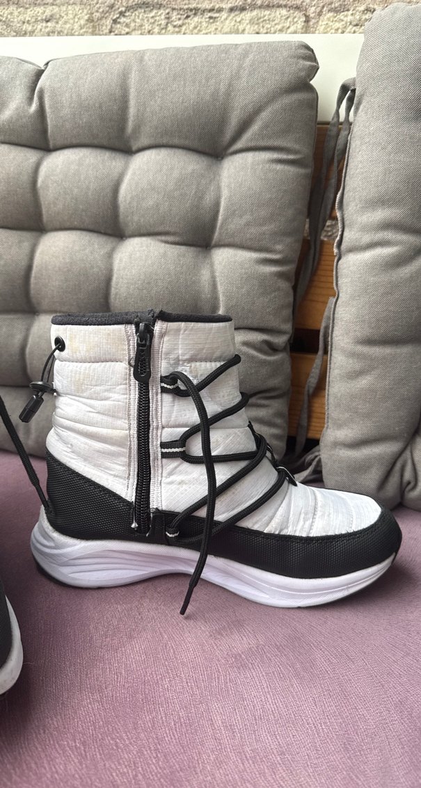 Beyaz Gri Stiletto Topuklu Spor Kadın Botu - Görsel 2