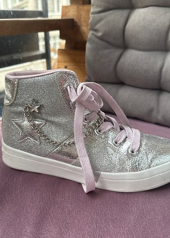 Kız Çocukları İçin Pembe Parlak Sneaker - Görsel 4