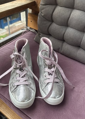 Kız Çocukları İçin Pembe Parlak Sneaker - Görsel 5