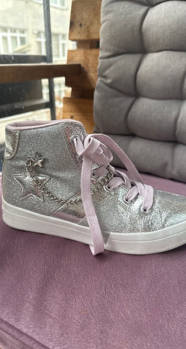 Kız Çocukları İçin Pembe Parlak Sneaker - Görsel 4