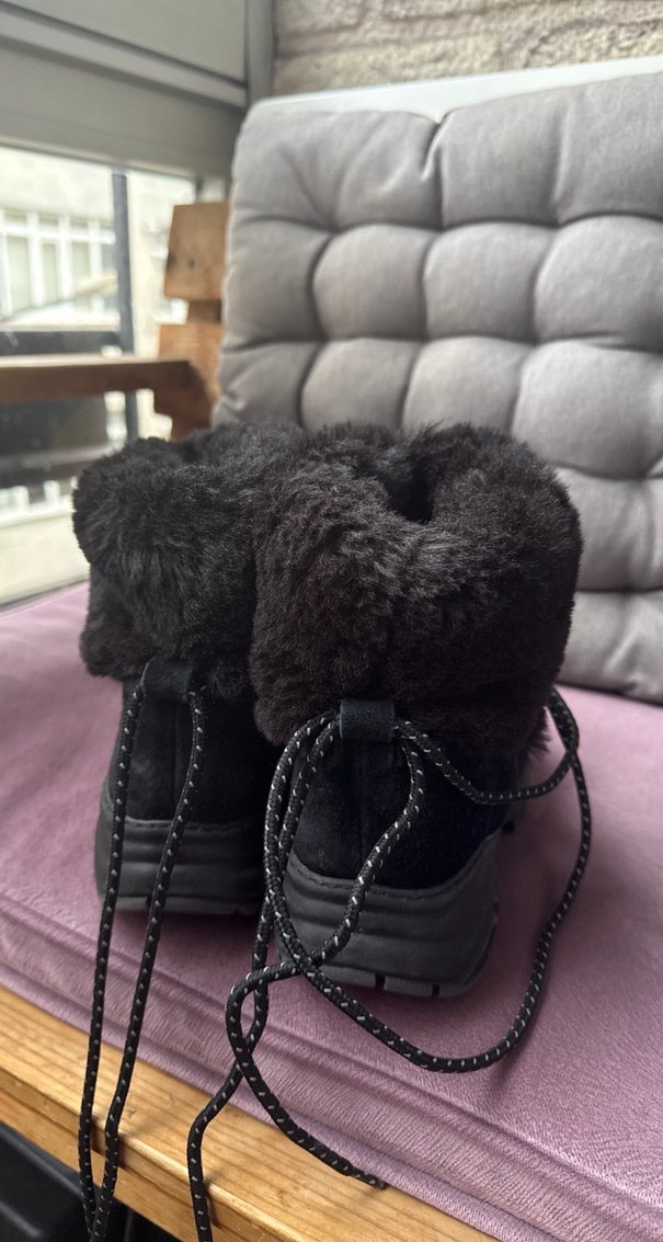 Gri Kürklü Kadın Dolgu Topuk Bot - Görsel 5