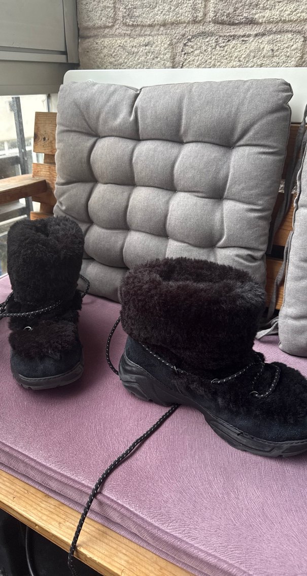 Gri Kürklü Kadın Dolgu Topuk Bot - Görsel 2