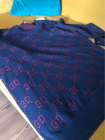 Gucci knit sweatshirts lacivert bordo baskı