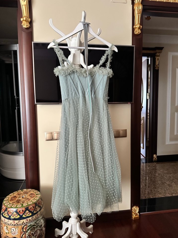 Ns sposa Dantel Detaylı Straplez Mini Vintage Elbise - Görsel 3