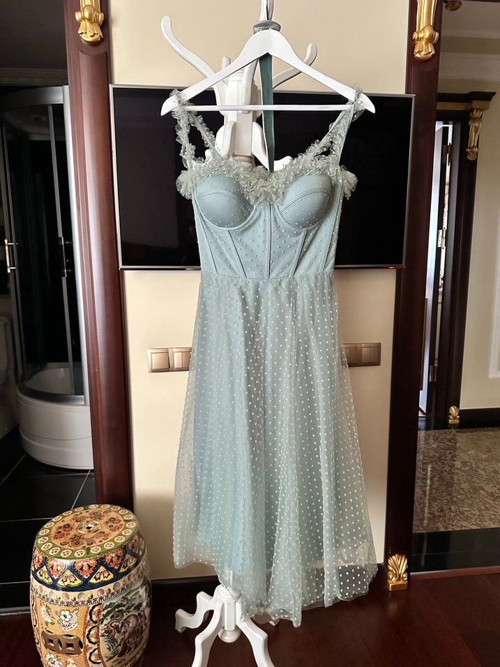 Ns sposa Dantel Detaylı Straplez Mini Vintage Elbise - Görsel 2