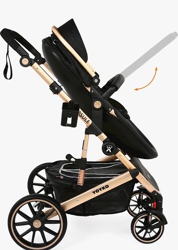 Siyah Çok Fonksiyonlu Bebek Arabası Seti - Görsel 8