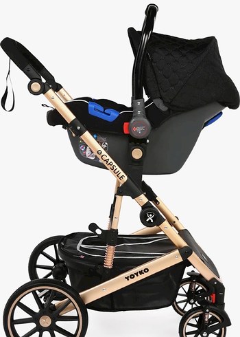 Siyah Çok Fonksiyonlu Bebek Arabası Seti - Görsel 10