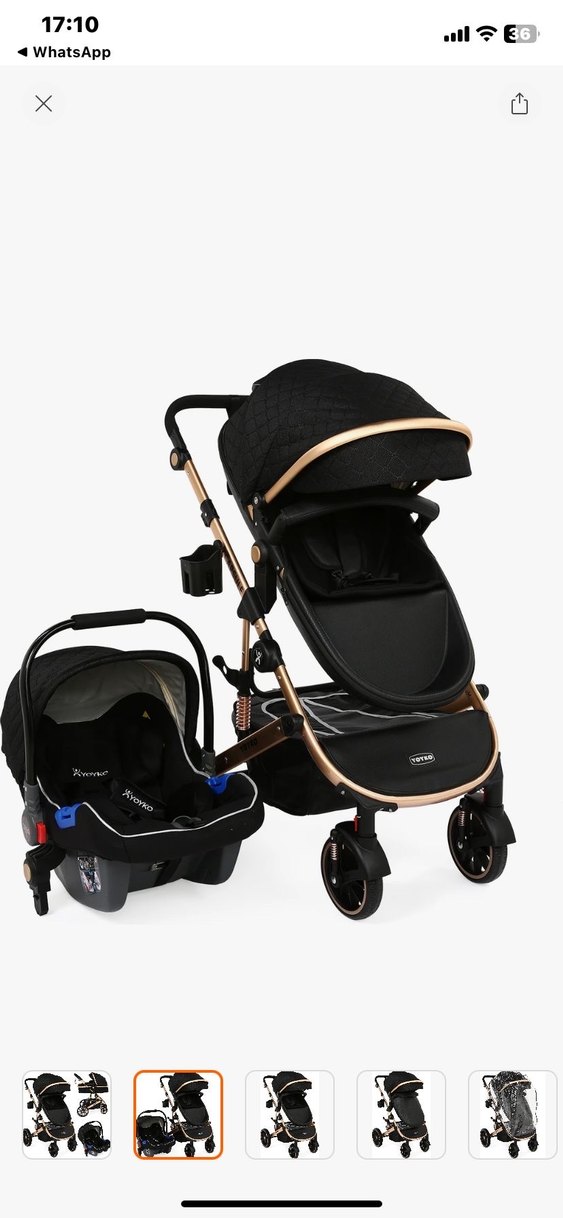 Siyah Çok Fonksiyonlu Bebek Arabası Seti - Görsel 4