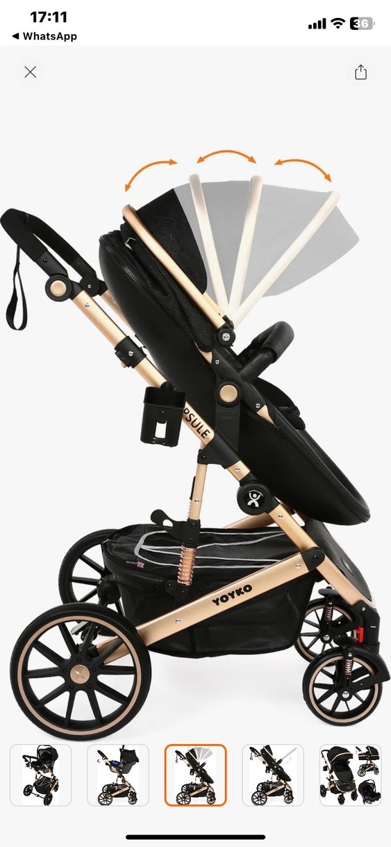 Siyah Çok Fonksiyonlu Bebek Arabası Seti - Görsel 5