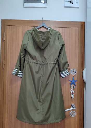 Bigdart beli büzgülü kapşonlu trençkot - Görsel 7