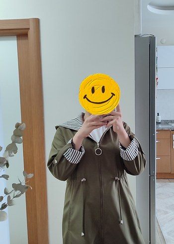 Bigdart beli büzgülü kapşonlu trençkot - Görsel 4