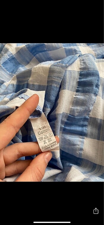 42 Beden mavi Renk Mavi Beyaz Kareli Tesettür Elbise