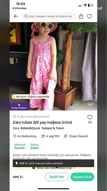 4 Yaş Beden 4 ürün rezerve