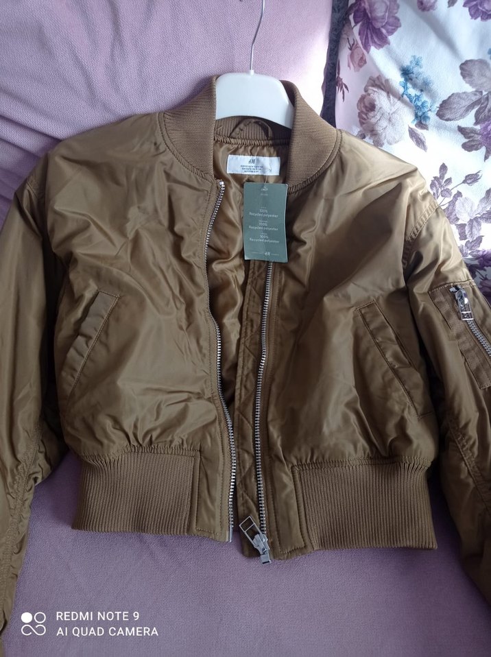 Bej Dolgulu Bomber Ceket - Görsel 3