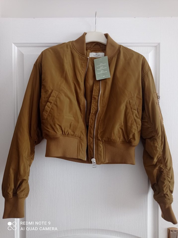 Bej Dolgulu Bomber Ceket - Görsel 4