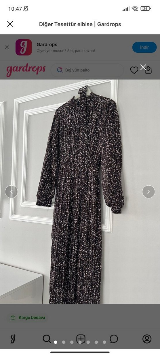 Kahverengi Piliseli  kemerli elbise - Görsel 2