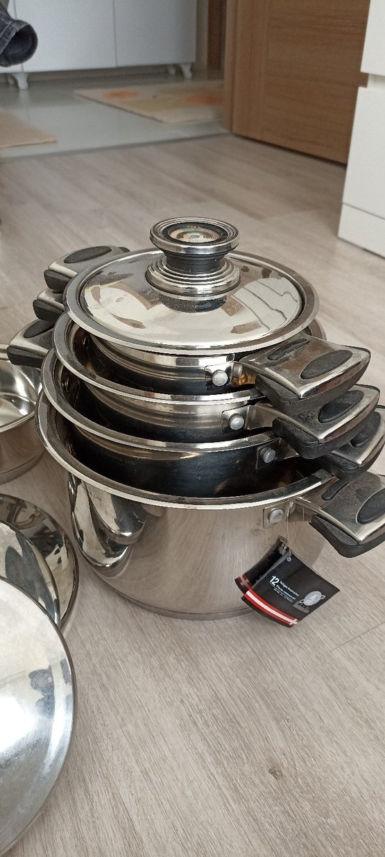 Gri Paslanmaz Çelik Tencere Seti - Görsel 2