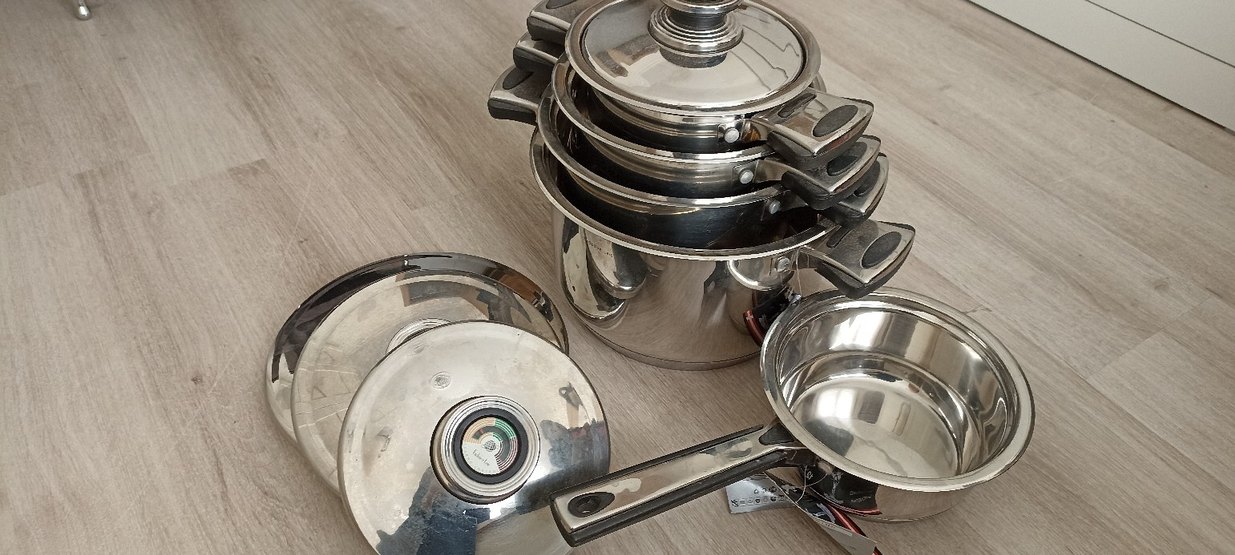 Gri Paslanmaz Çelik Tencere Seti - Görsel 3