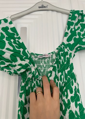 Yeşil Desenli Bohem midi Elbise - Görsel 2