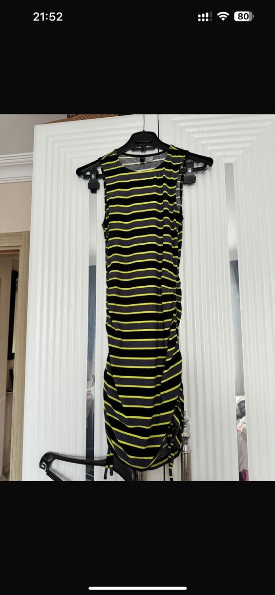 Zebra Desenli Sarı Uzun Hamile Etek - Görsel 2