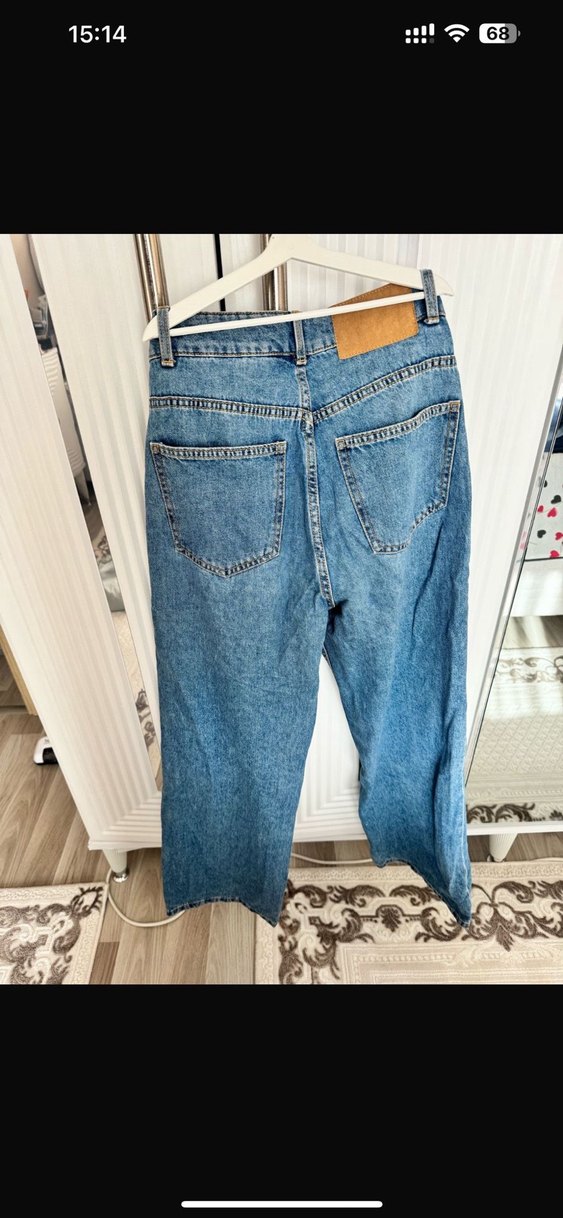 Mavi Midi Boy Bol Kesim Kadın Kot Pantolon - Görsel 2