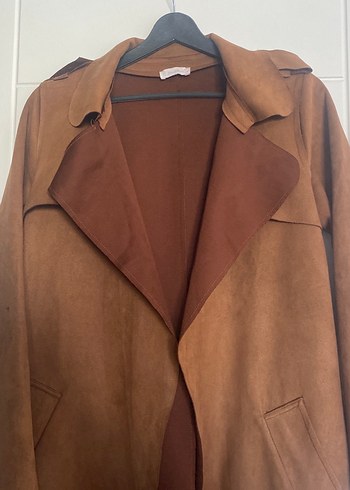 Kadın Kahverengi Süet Uzun Trençkot - Görsel 3