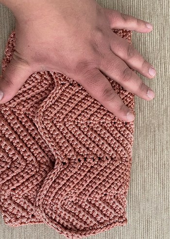 Pembe Örgü Kadın Clutch Çanta - Görsel 3