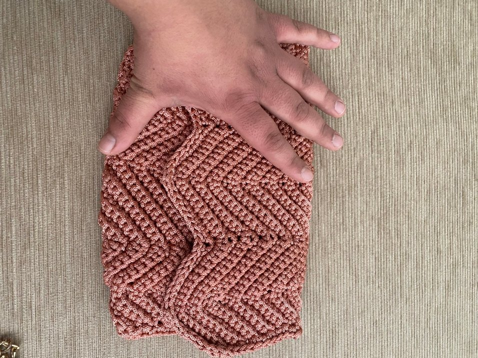 Pembe Örgü Kadın Clutch Çanta - Görsel 3