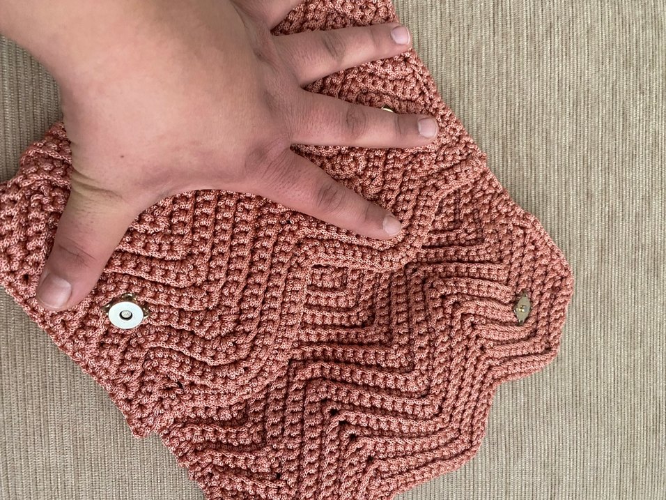 Pembe Örgü Kadın Clutch Çanta - Görsel 2