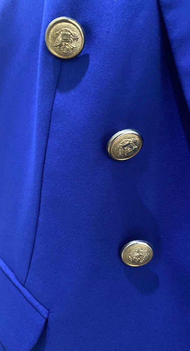 Düğmeli Mavi Kolsuz Kadın Blazer takım elbise - Görsel 3